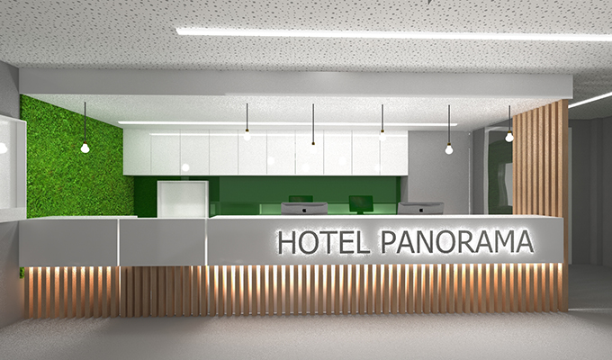 DesignPlus a relooké la réception de l’Hotel Panorama